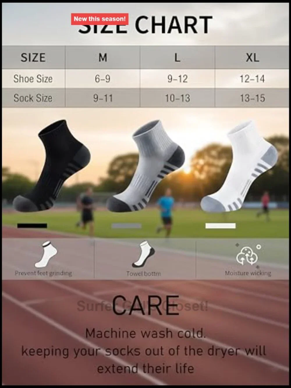 Athletic Quarter Socks with Cushion Running Ankle Socks 6 Pairs